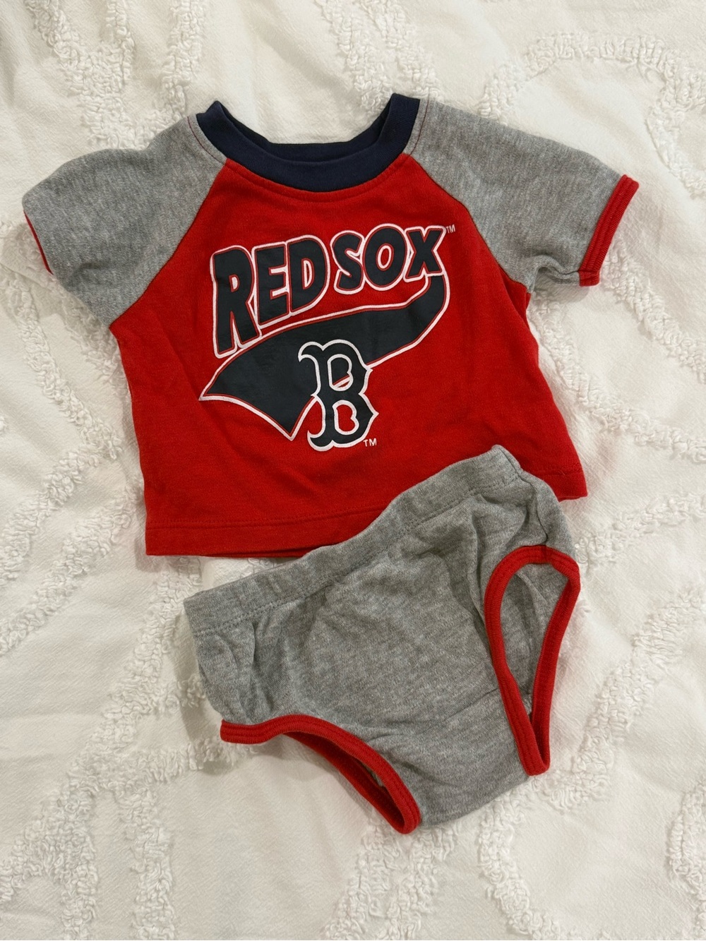 Kids Two-Piece Tee and Shorts Set - Red & Gray